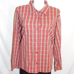 32W CST Sport Red Beige Plaid Button Down Top NWT